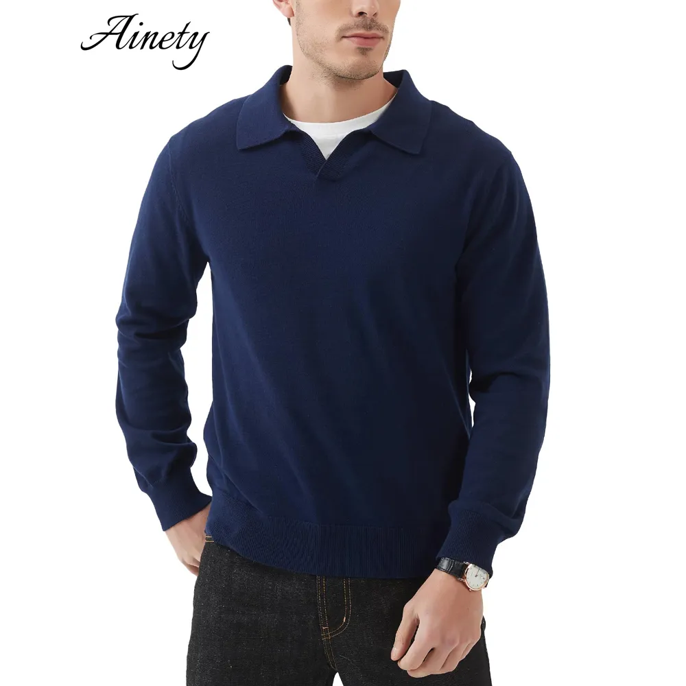 Soft Men Knitwear Pure Cotton Sweater Regular Fit Polo Collar Men Sweater Casual Wear