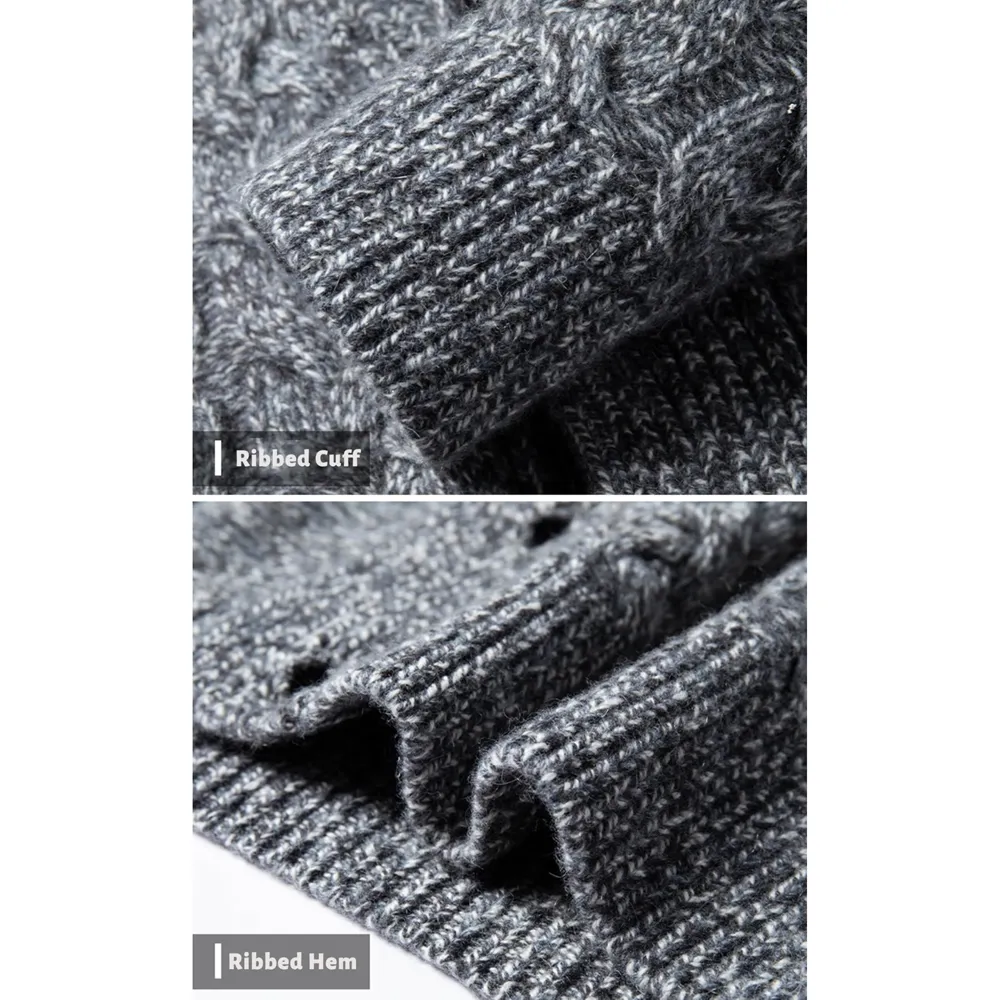 Men Sweater 100% Cashmere Cardigan Sweater Shawl Collar Cable Knit