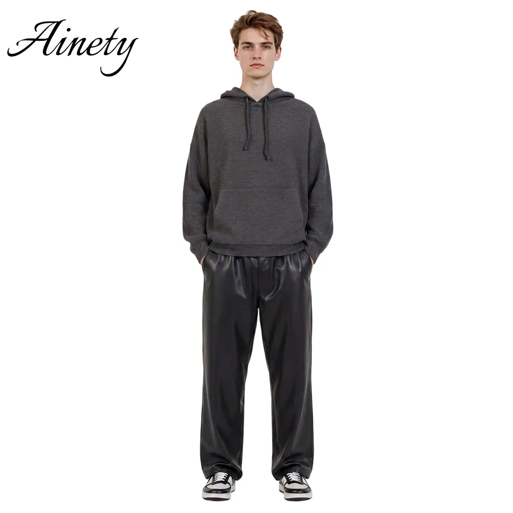 Premium Knitwear Men 100% Cashmere Hoodie Sweater Long Sleeve Casual Pullover Design