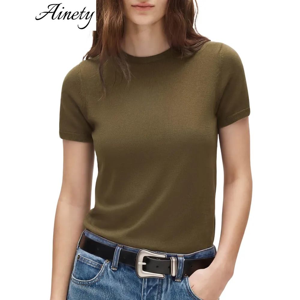 Women's Customise Silk Cashmere Blend Crew Neck Knitted Sweater Women Knitwear Garment