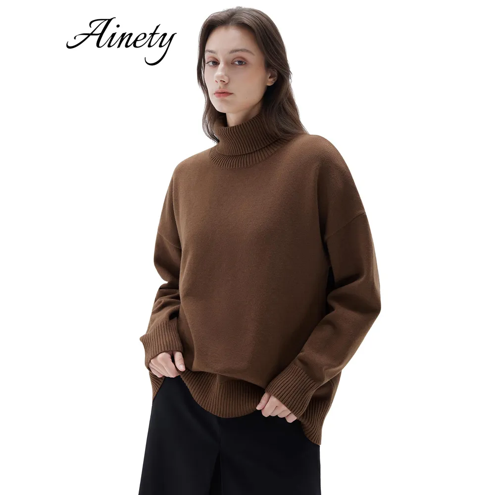 Women's Customise Cashmere Sweater Women's Turtleneck Oversized Pullover Knitted Sweater Winter Wear