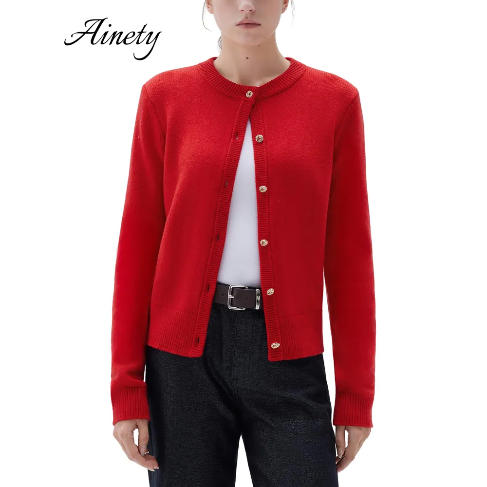 Classic Women's Sweater Cashmere Blend Chunky Knit Button Up Cardigan