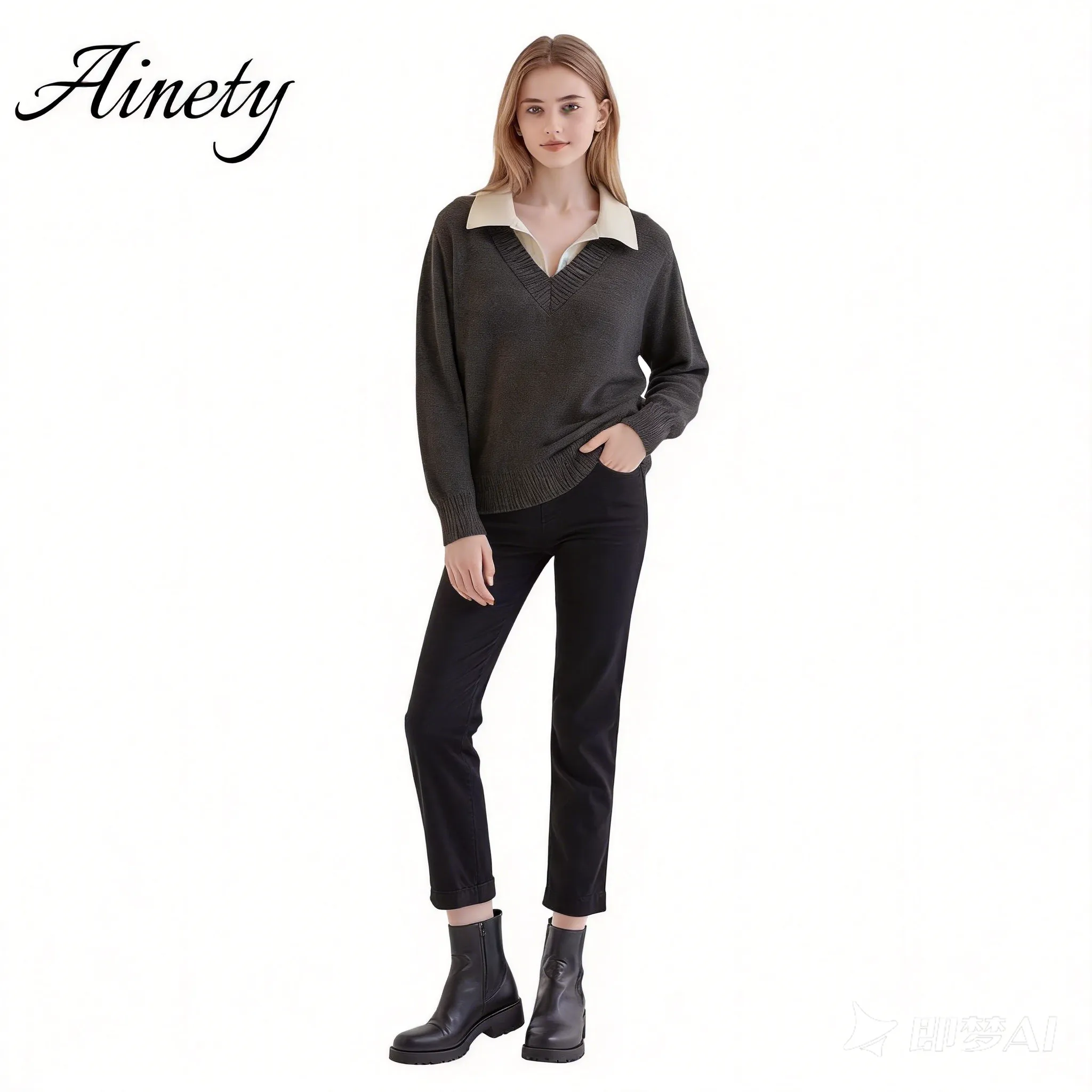 Direct Factory Knitwear Women Pure Cashmere Sweater Crew Neck Long Sleeve Casual Pullover