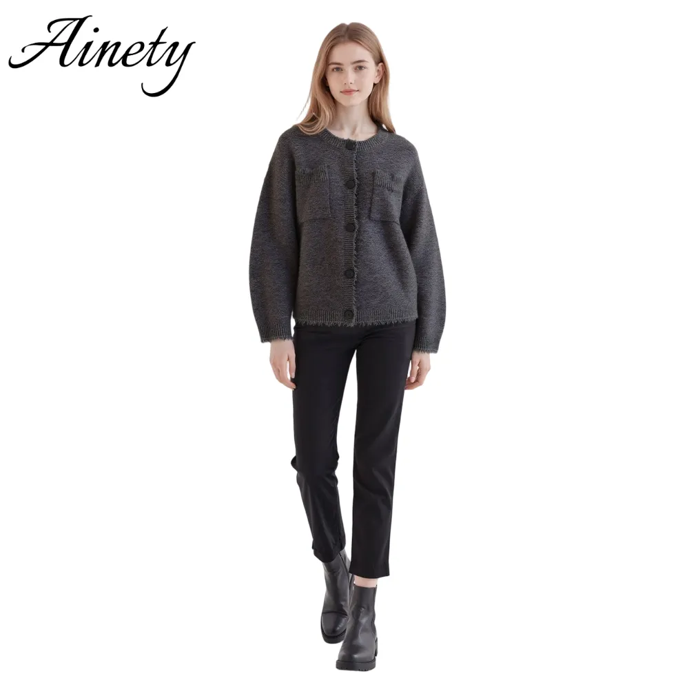 Premium Quality Knitwear Women 100% Cashmere Sweater Button Front Cardigan Long Sleeve