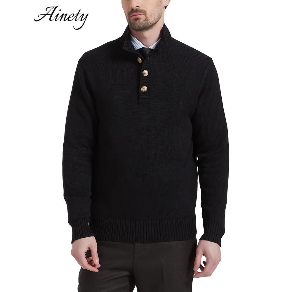 Men Wool Sweater Knitted Sweater Mock Neck Casual Pullover Sweaters