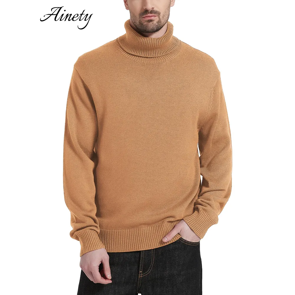 Men Knitwear Wool Sweater Turtleneck Sweater Mid Weight Pullover Sweater