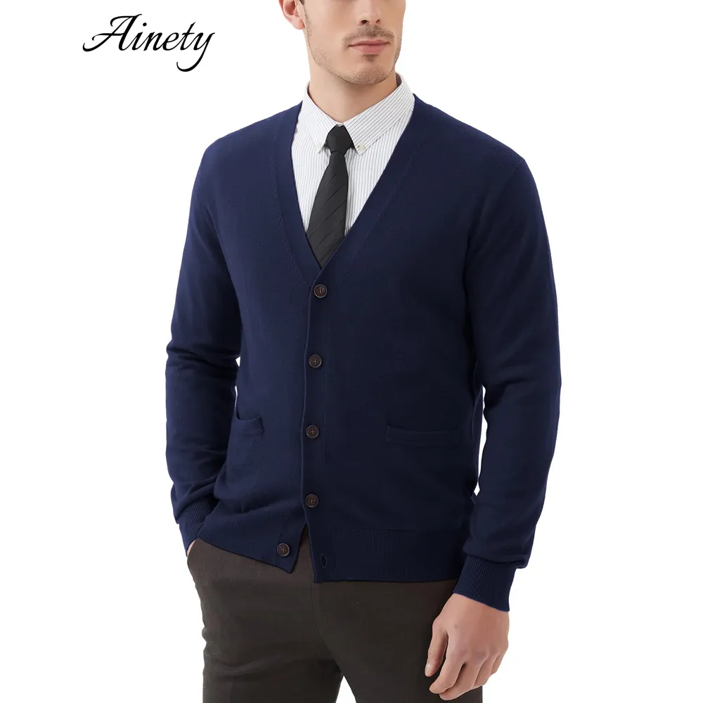 Source Manufacturer Knitwear Men Clothing Wool Cardigan Sweater V Neck Knitted Sweater