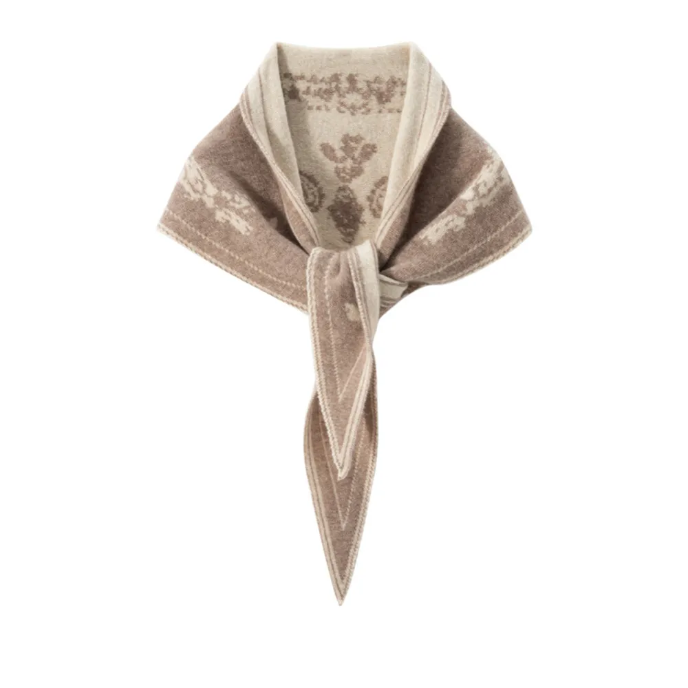 Women’s Fashion Cashmere Triangle Shawl Thick Winter Neck Warmer with Jacquard Pattern