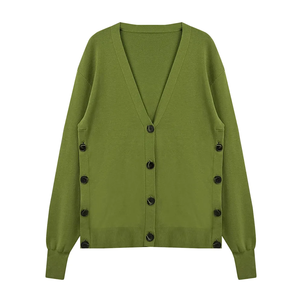 Women's Knitwear Deep V Neck Double Breasted Long Sleeve Cardigan Sweater