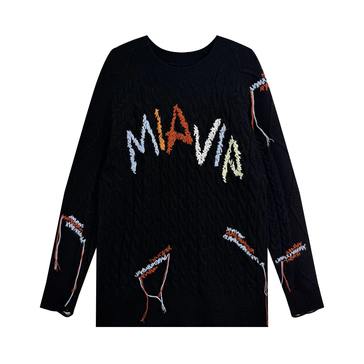 Women's Sweater Crew Neck Oversized Graphic Jacquard Knitted Pullover for Winter