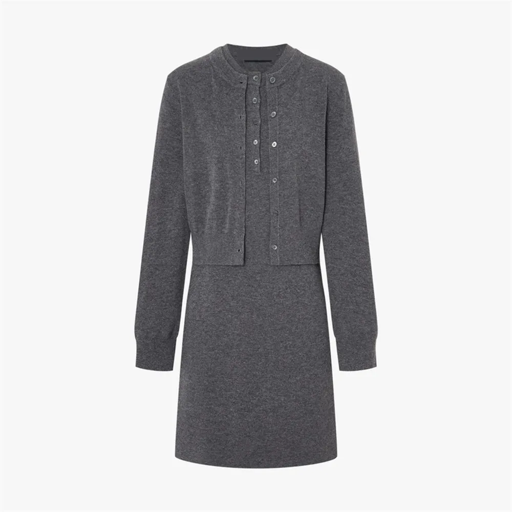 Ladies Knitwear Set Cropped Cardigan with Matching Sleeveless Mini Dress