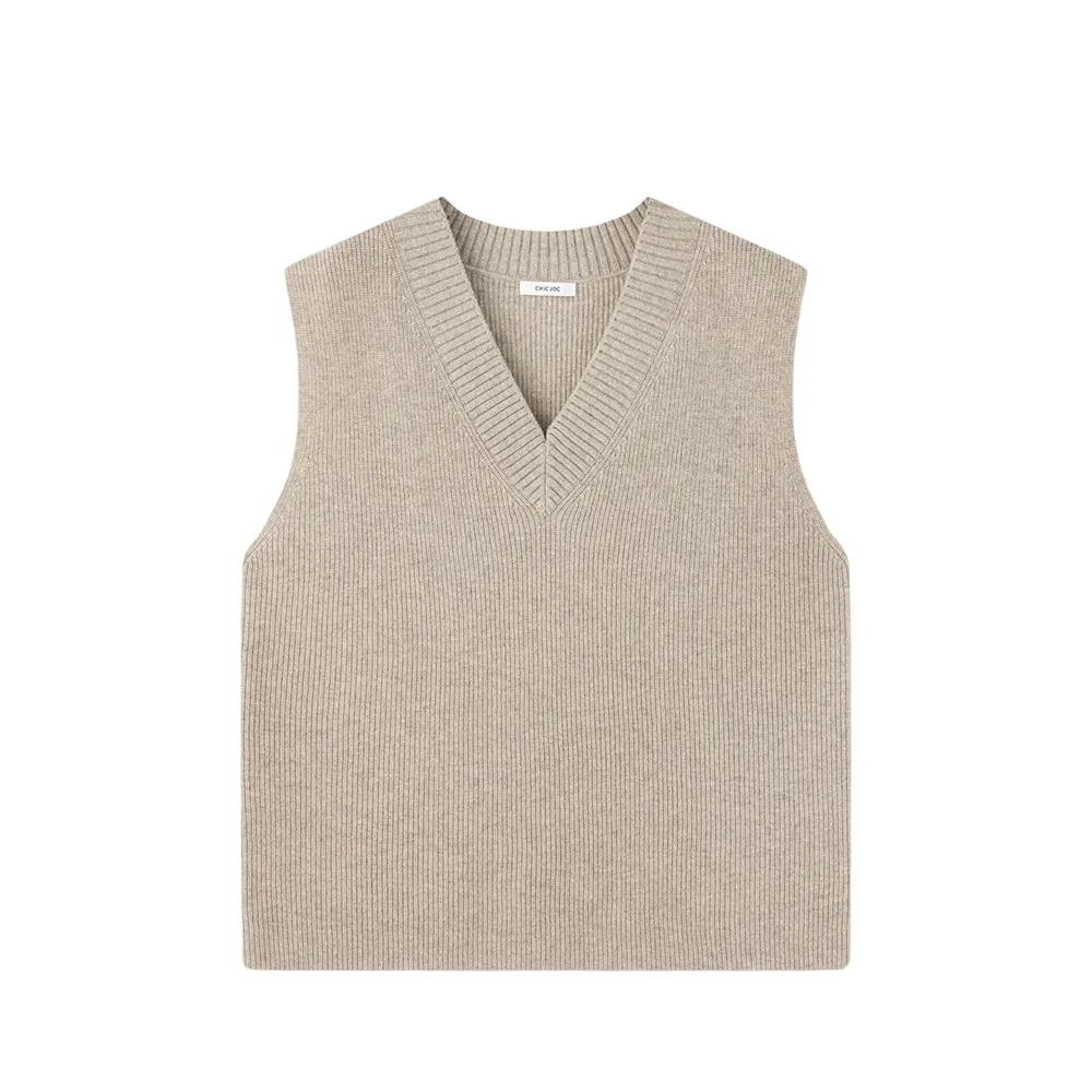 Women's V Neck Knitwear Sweater Vest Available in Long and Short Lengths