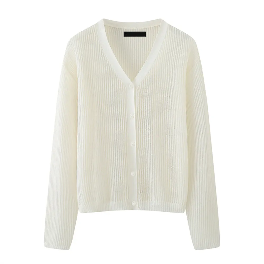 Women’s 100% Lyocell Knitted Sweater V Neck Button Front Cardigan