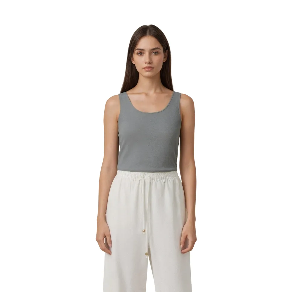 Source Factory Women Knitwear Scoop Neck Sleeveless Basic Sweater Top