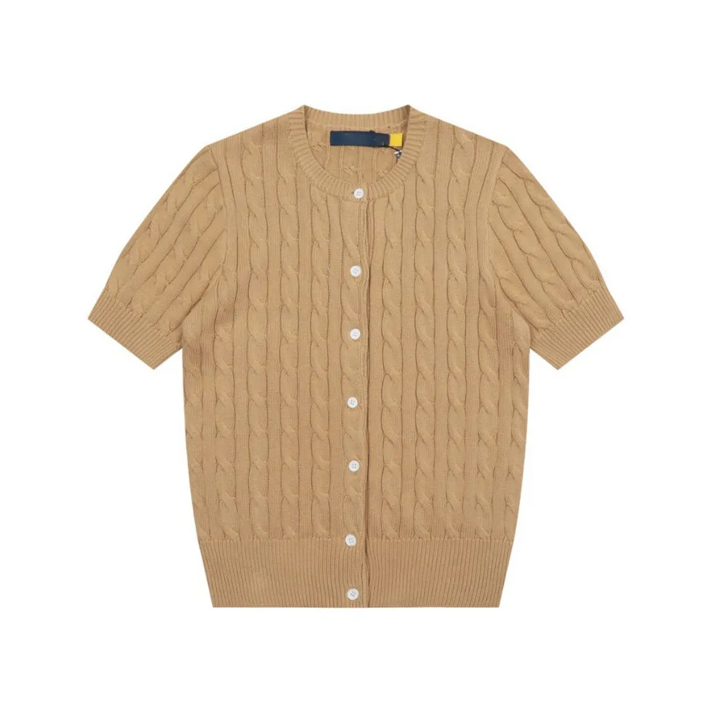Direct Factory Women Knitwear Cable Knit Short Sleeve Button Cardigan