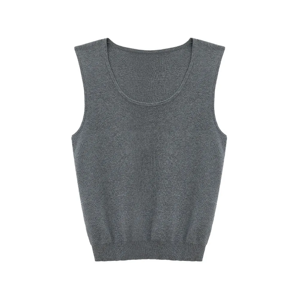 Women's Cotton Knitwear Sleeveless Round Neck Pullover Sweater Vest Basic Garment