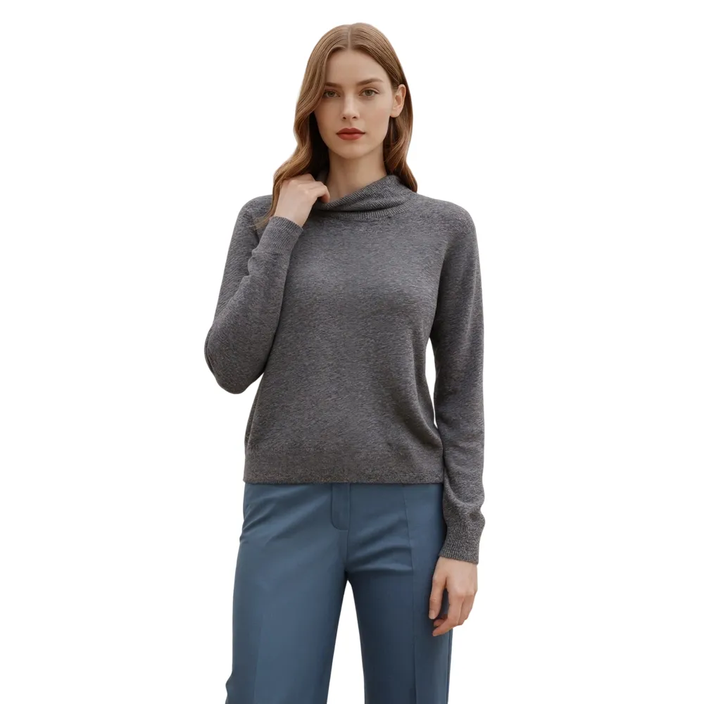 Women's Basic Turtleneck Pure Cashmere Sweater Long Sleeve Pullover