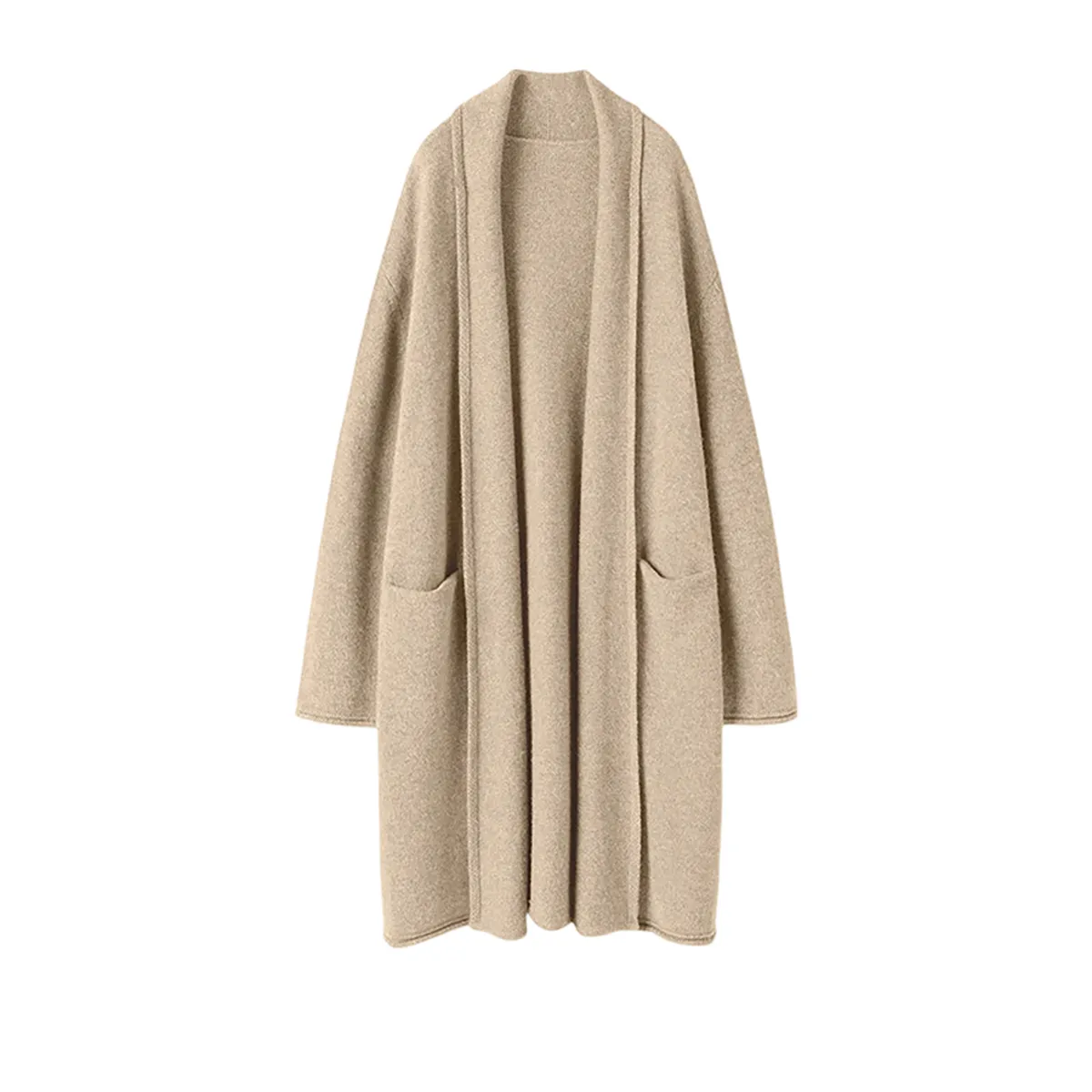 Wholesale Women's 100% Cashmere Long Cardigan Coat Warm Knitwear